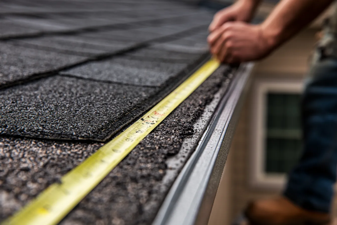 First shingle course going on at the roof edge